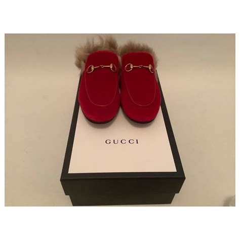 gucci mules red velvet|Gucci mules.